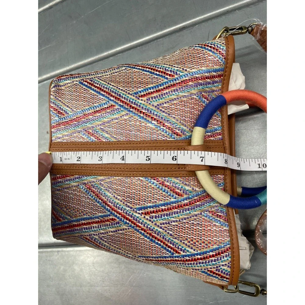Hobo Luna Small Tote Bag Sunset Raffia‎ Hand Bag Shoulder Leather Trim